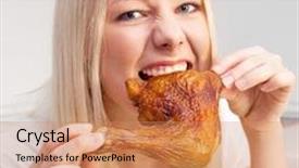  Presentation with chicken little chicks - Amazing PPT theme having eating chicken in the kitchen backdrop and a coral colored foreground