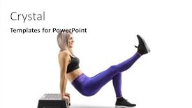  Presentation with step - Presentation theme enhanced with young-blond-woman-exercising-step background and a white colored foreground