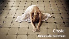  Presentation with weight loss woman showing - Beautiful PPT theme featuring young blond woman in floor backdrop and a coral colored foreground