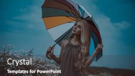  Presentation with chamomile - Presentation theme consisting of young-blond-woman-standing background and a dark gray colored foreground