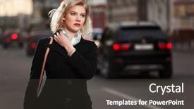  Presentation with alone - PPT layouts featuring young blond woman walking background and a dark gray colored foreground