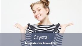  Presentation with casual young people - Presentation design featuring young-blond-woman-wearing-casual background and a ocean colored foreground