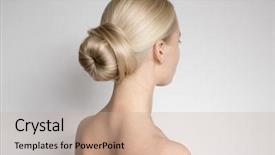  Presentation with lactation young woman breastfeeding - Amazing theme having young blond woman with bun backdrop and a coral colored foreground