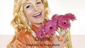  Presentation with orange and pink tone abstract - Slides consisting of young blond woman with orange background and a coral colored foreground