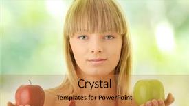  Presentation with decision making - Audience pleasing slides consisting of apples on her hand - making backdrop and a coral colored foreground