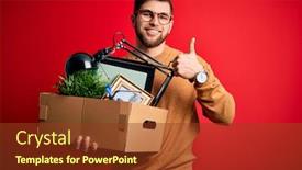  Presentation with blue eyes - Slide set consisting of young-blond-worker-man background and a tawny brown colored foreground