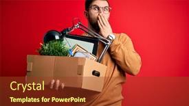  Presentation with blue eyes technology eye scan - PPT layouts consisting of young-blond-worker-man background and a tawny brown colored foreground