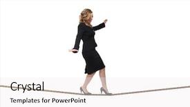  Presentation with hanging rope pictures white - Slides enhanced with risk insurance - young blonde acrobat on rope background and a white colored foreground