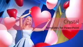  Presentation with heart - Colorful theme enhanced with young-blonde-beauty-holding backdrop and a coral colored foreground