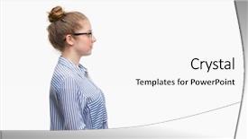  Presentation with business profile - Presentation theme featuring young blonde business woman looking background and a white colored foreground
