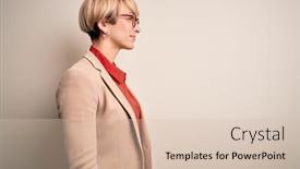  Presentation with business profile - Slide deck enhanced with young-blonde-business-woman background and a lemonade colored foreground