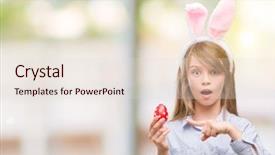  Presentation with easter - PPT theme having young blonde child wearing easter background and a lemonade colored foreground