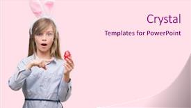  Presentation with young child brain development - Beautiful PPT theme featuring young blonde child wearing easter backdrop and a white colored foreground