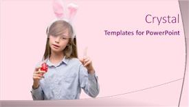  Presentation with easter - Colorful PPT theme enhanced with young-blonde-child-wearing-easter backdrop and a pink colored foreground