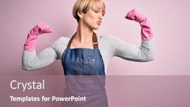  Presentation with apron - Beautiful presentation featuring young-blonde-cleaner-woman backdrop and a coral colored foreground