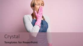  Presentation with sleepiness - Theme featuring young-blonde-cleaner-woman background and a coral colored foreground