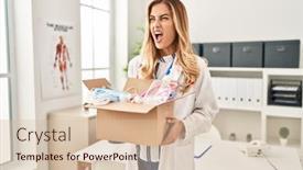  Presentation with anger - Slides having young-blonde-doctor-woman-holding background and a lemonade colored foreground