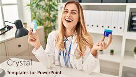  Presentation with breath - Theme having young-blonde-doctor-woman-holding background and a lemonade colored foreground