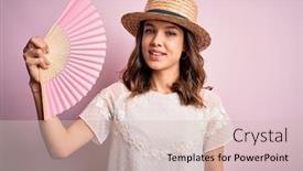  Presentation with fashion - Audience pleasing slide deck consisting of young-blonde-fashion-girl-using backdrop and a soft green colored foreground