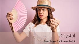  Presentation with spanish - Presentation design with young-blonde-fashion-girl-using background and a coral colored foreground
