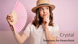  Presentation with spanish - Amazing presentation design having young-blonde-fashion-girl-using backdrop and a coral colored foreground