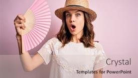  Presentation with fashion - Amazing slide set having young-blonde-fashion-girl-using backdrop and a soft green colored foreground