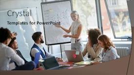  Presentation with diagram - PPT layouts featuring young-blonde-female-representing-diagram background and a light gray colored foreground