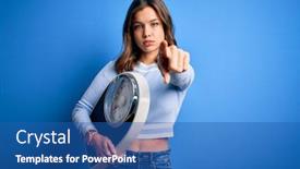  Presentation with weight - Colorful presentation enhanced with young-blonde-fitness-girl-holding backdrop and a ocean colored foreground