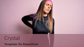  Presentation with backache - Audience pleasing slide set consisting of young-blonde-fitness-woman-wearing backdrop and a violet colored foreground