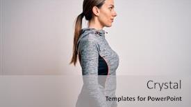  Presentation with woman sport - Amazing presentation theme having young-blonde-fitness-woman-wearing backdrop and a light gray colored foreground