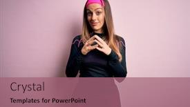  Presentation with optimistic - Presentation theme consisting of young-blonde-fitness-woman-wearing background and a coral colored foreground