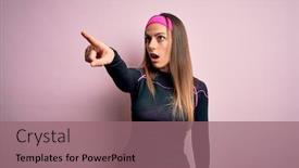  Presentation with woman sport - Presentation theme with young-blonde-fitness-woman-wearing background and a violet colored foreground