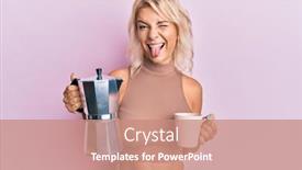  Presentation with italian - PPT theme having young-blonde-girl-drinking-italian background and a coral colored foreground