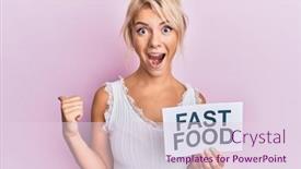  Presentation with fast food - Cool new slide set with young-blonde-girl-eating-fast backdrop and a lemonade colored foreground