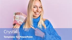  Presentation with blonde holding magnifying glass - Audience pleasing slides consisting of young-blonde-girl-holding-100 backdrop and a teal colored foreground