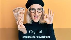  Presentation with friendly - Audience pleasing presentation theme consisting of young-blonde-girl-holding-50 backdrop and a navy blue colored foreground