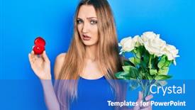  Presentation with engagement - Presentation theme enhanced with young-blonde-girl-holding-bouquet background and a teal colored foreground