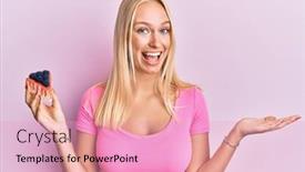  Presentation with cheesecake - Cool new presentation theme with young-blonde-girl-holding-cheesecake backdrop and a lemonade colored foreground