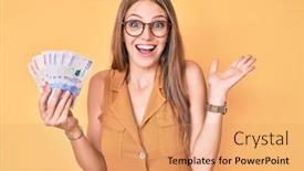 Presentation with victory - Slides with young-blonde-girl-holding-colombian background and a coral colored foreground