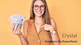  Presentation with blonde holding magnifying glass - Theme featuring young-blonde-girl-holding-colombian background and a coral colored foreground