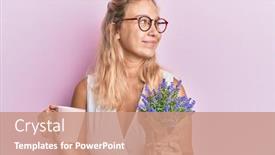  Presentation with tea plant - Colorful PPT theme enhanced with young-blonde-girl-holding-cup backdrop and a coral colored foreground