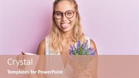  Presentation with tea plant - Slide deck having young-blonde-girl-holding-cup background and a coral colored foreground