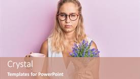  Presentation with tea plant - Slide set with young-blonde-girl-holding-cup background and a coral colored foreground