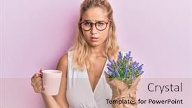  Presentation with tea plant - Slide deck featuring young-blonde-girl-holding-cup background and a coral colored foreground