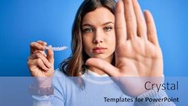  Presentation with dental - Amazing presentation theme having young-blonde-girl-holding-dental backdrop and a light blue colored foreground
