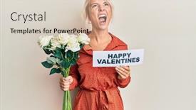 Presentation with happy angry - Colorful presentation design enhanced with young-blonde-girl-holding-flowers backdrop and a lemonade colored foreground