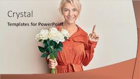  Presentation with flowers - PPT layouts having young-blonde-girl-holding-flowers background and a lemonade colored foreground