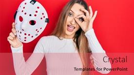  Presentation with hockey - Presentation featuring young-blonde-girl-holding-hockey background and a red colored foreground