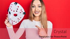  Presentation with hockey - PPT layouts consisting of young-blonde-girl-holding-hockey background and a red colored foreground