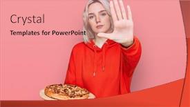  Presentation with italian - Presentation design consisting of young-blonde-girl-holding-italian background and a coral colored foreground